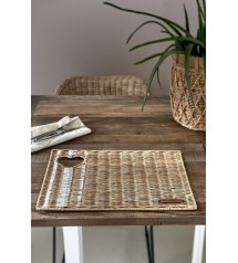 Rustic Rattan With Love Placemat