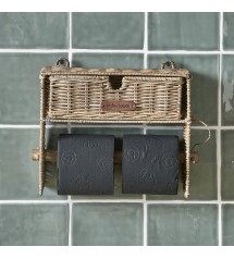 Rustic Rattan Toilet Roll Organiser