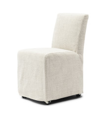 Firenze Dining Chair Loose Cover with Wheels, rich tweed, antique white