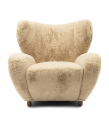 Courchevel Wing Chair, Faux Fur, Chamois